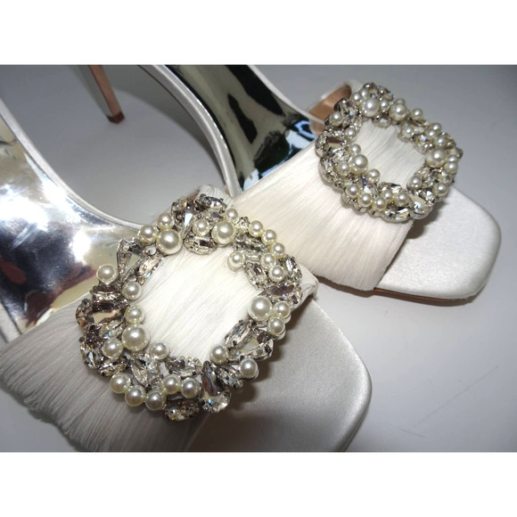 Badgley Mischka Women's Nina Heeled Sandal 11 White Satin - Picture 14 of 15